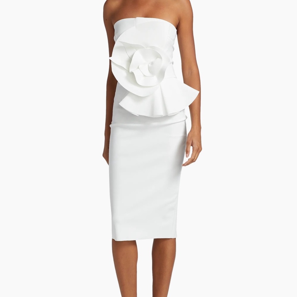 NEW Chiara Boni La Petite Robe Hebe Strapless Ruffle Sheath Dress SIZE 10